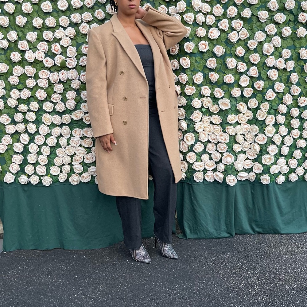 Virany Wool Cashmere Mix Camel Colored Pea Coat size 42